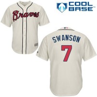 Atlanta Braves #7 Dansby Swanson Cream Cool Base Stitched Youth MLB Jersey