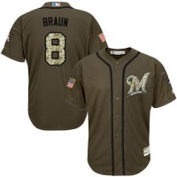 Milwaukee Brewers #8 Ryan Braun Green Salute to Service Stitched Youth MLB Jersey