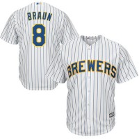 Milwaukee Brewers #8 Ryan Braun White(blue stripe) Cool Base Stitched Youth MLB Jersey
