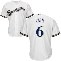 Milwaukee Brewers #6 Lorenzo Cain White Cool Base Stitched Youth MLB Jersey