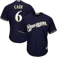 Milwaukee Brewers #6 Lorenzo Cain Navy blue Cool Base Stitched Youth MLB Jersey