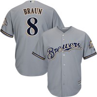Milwaukee Brewers #8 Ryan Braun Grey Cool Base Stitched Youth MLB Jersey