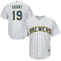 Milwaukee Brewers #19 Robin Yount White Strip Cool Base Stitched Youth MLB Jersey