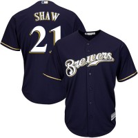 Milwaukee Brewers #21 Travis Shaw Navy blue Cool Base Stitched Youth MLB Jersey
