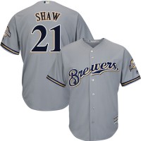 Milwaukee Brewers #21 Travis Shaw Grey Cool Base Stitched Youth MLB Jersey