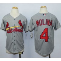 St.Louis Cardinals #4 Yadier Molina Grey Cool Base Stitched Youth MLB Jersey