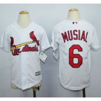 St.Louis Cardinals #6 Stan Musial White Cool Base Stitched Youth MLB Jersey