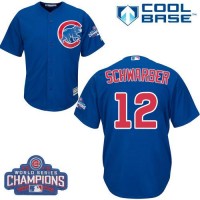 Chicago Cubs #12 Kyle Schwarber Blue Alternate 2016 World Series Champions Stitched Youth MLB Jersey