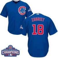 Chicago Cubs #18 Ben Zobrist Blue Alternate 2016 World Series Champions Stitched Youth MLB Jersey