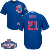 Chicago Cubs #21 Sammy Sosa Blue Alternate 2016 World Series Champions Stitched Youth MLB Jersey