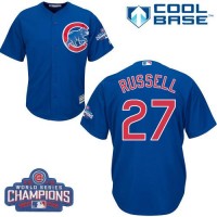 Chicago Cubs #27 Addison Russell Blue Alternate 2016 World Series Champions Stitched Youth MLB Jersey
