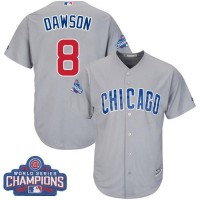 Chicago Cubs #8 Andre Dawson Grey Road 2016 World Series Champions Stitched Youth MLB Jersey