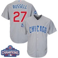 Chicago Cubs #27 Addison Russell Grey Road 2016 World Series Champions Stitched Youth MLB Jersey
