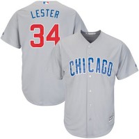 Chicago Cubs #34 Jon Lester Grey Road Stitched Youth MLB Jersey