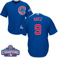 Chicago Cubs #9 Javier Baez Blue Alternate 2016 World Series Champions Stitched Youth MLB Jersey