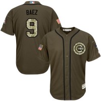 Chicago Cubs #9 Javier Baez Green Salute to Service Stitched Youth MLB Jersey
