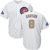 Chicago Cubs #8 Andre Dawson White(Blue Strip) 2017 Gold Program Cool Base Stitched Youth MLB Jersey