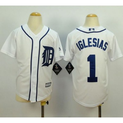 Detroit Tigers #1 Jose Iglesias White Cool Base Stitched Youth MLB Jersey