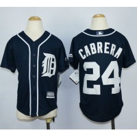 Detroit Tigers #24 Miguel Cabrera Navy Blue Cool Base Stitched Youth MLB Jersey