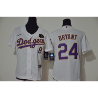 Los Angeles Los Angeles Dodgers #8 #24 Kobe Bryant Youth Nike White Purple No. Cool Base 2020 KB Patch MLB Jersey