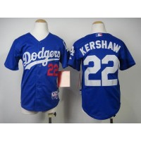 Los Angeles Dodgers #22 Clayton Kershaw Blue Cool Base Stitched Youth MLB Jersey