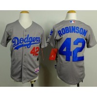 Los Angeles Dodgers #42 Jackie Robinson Grey Cool Base Stitched Youth MLB Jersey