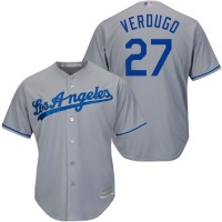 Los Angeles Dodgers #27 Alex Verdugo Grey Cool Base Stitched Youth MLB Jersey