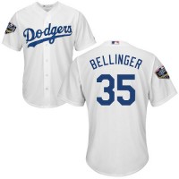 Los Angeles Dodgers #35 Cody Bellinger White Cool Base 2018 World Series Stitched Youth MLB Jersey