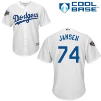 Los Angeles Dodgers #74 Kenley Jansen White Cool Base 2018 World Series Stitched Youth MLB Jersey