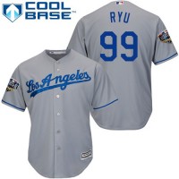 Los Angeles Dodgers #99 Hyun-Jin Ryu Grey Cool Base 2018 World Series Stitched Youth MLB Jersey