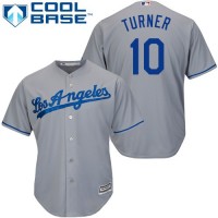 Los Angeles Dodgers #10 Justin Turner Grey Cool Base Stitched Youth MLB Jersey