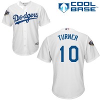 Los Angeles Dodgers #10 Justin Turner White Cool Base 2018 World Series Stitched Youth MLB Jersey