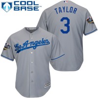Los Angeles Dodgers #3 Chris Taylor Grey Cool Base 2018 World Series Stitched Youth MLB Jersey