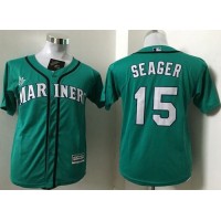 Seattle Mariners #15 Kyle Seager Green Cool Base Stitched Youth MLB Jersey