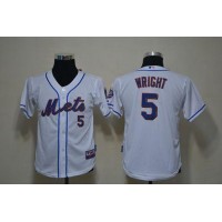 New York Mets #5 David Wright White Cool Base Stitched Youth MLB Jersey