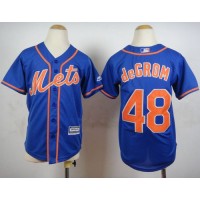 New York Mets #48 Jacob DeGrom Blue Alternate Home Cool Base Stitched Youth MLB Jersey