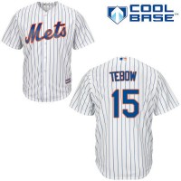 New York Mets #15 Tim Tebow White(Blue Strip) Home Cool Base Stitched Youth MLB Jersey