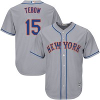 New York Mets #15 Tim Tebow Grey Road Cool Base Stitched Youth MLB Jersey