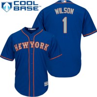 New York Mets #1 Mookie Wilson Blue(Grey NO.) Cool Base Stitched Youth MLB Jersey