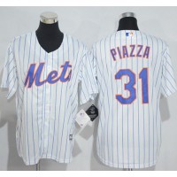 New York Mets #31 Mike Piazza White(Blue Strip) Home Cool Base Stitched Youth MLB Jersey