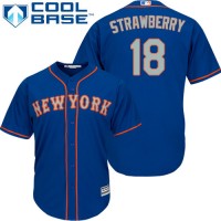 New York Mets #18 Darryl Strawberry Blue(Grey NO.) Cool Base Stitched Youth MLB Jersey