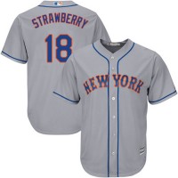 New York Mets #18 Darryl Strawberry Grey Cool Base Stitched Youth MLB Jersey