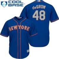 New York Mets #48 Jacob DeGrom Blue(Grey NO.) Cool Base Stitched Youth MLB Jersey