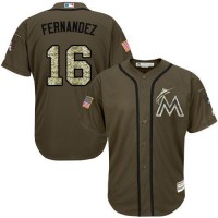 Miami Marlins #16 Jose Fernandez Green Salute to Service Stitched Youth MLB Jersey