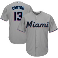 Miami Marlins #13 Starlin Castro Grey Cool Base Stitched Youth MLB Jersey
