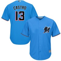 Miami Marlins #13 Starlin Castro Blue Cool Base Stitched Youth MLB Jersey