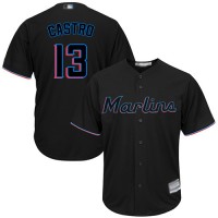 Miami Marlins #13 Starlin Castro Black Cool Base Stitched Youth MLB Jersey