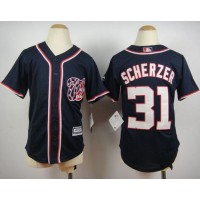 Washington Nationals #31 Max Scherzer Blue Cool Base Stitched Youth MLB Jersey