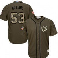Washington Nationals #53 Austen Williams Green Salute to Service Stitched Youth MLB Jersey