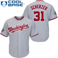 Washington Nationals #31 Max Scherzer Grey Cool Base 2019 World Series Champions Stitched Youth MLB Jersey